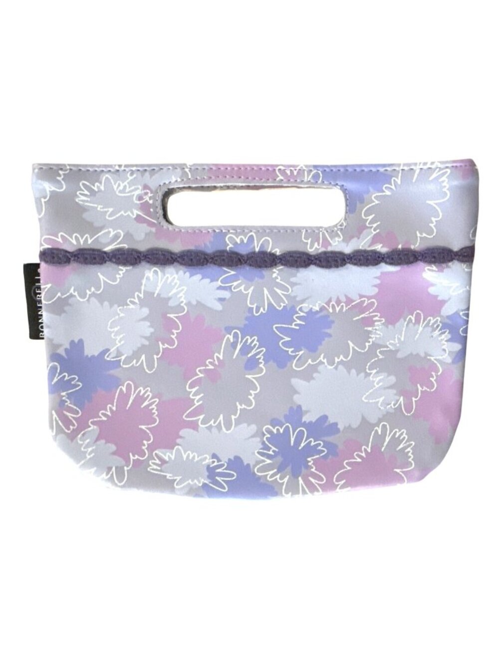 Bonne Bell Vintage Cosmetic Empty Lip Balm Bag w/Handle -Purple Grey Pink Floral